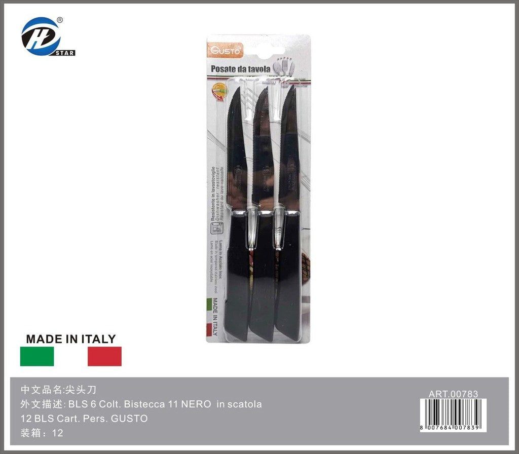 Bls 6 Colt. Bistecca 11 Nero In Scatola 12 Bls Cart. Pers. Gusto