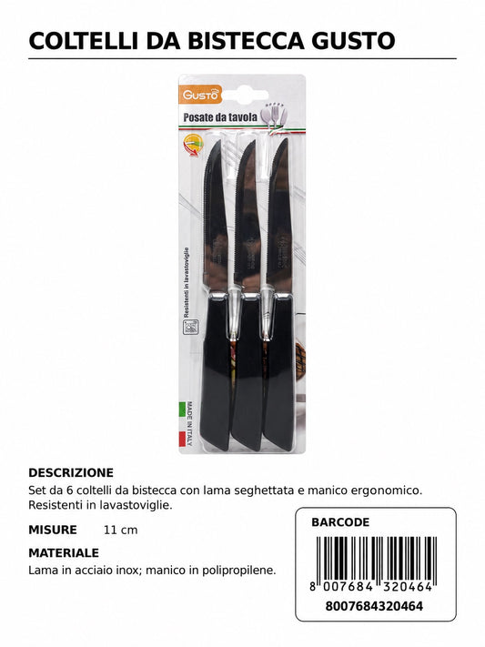 Bls 6 Colt. Bistecca 11 Nero In Scatola 12 Bls Cart. Pers. Gusto