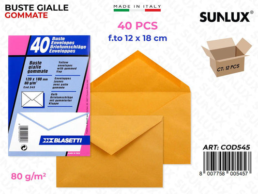 Buste Pack Gialle Gom. 40PCS 80GR 12*18CM