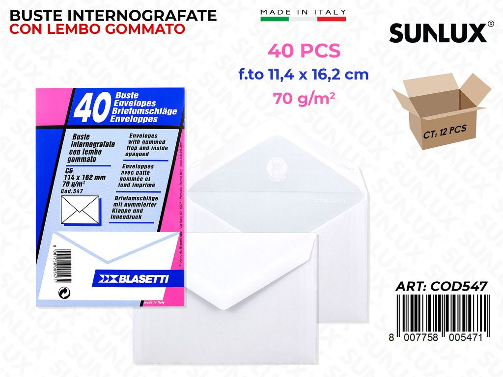Buste Pack Bianco 40PCS 70GR 11.4*16.2CM
