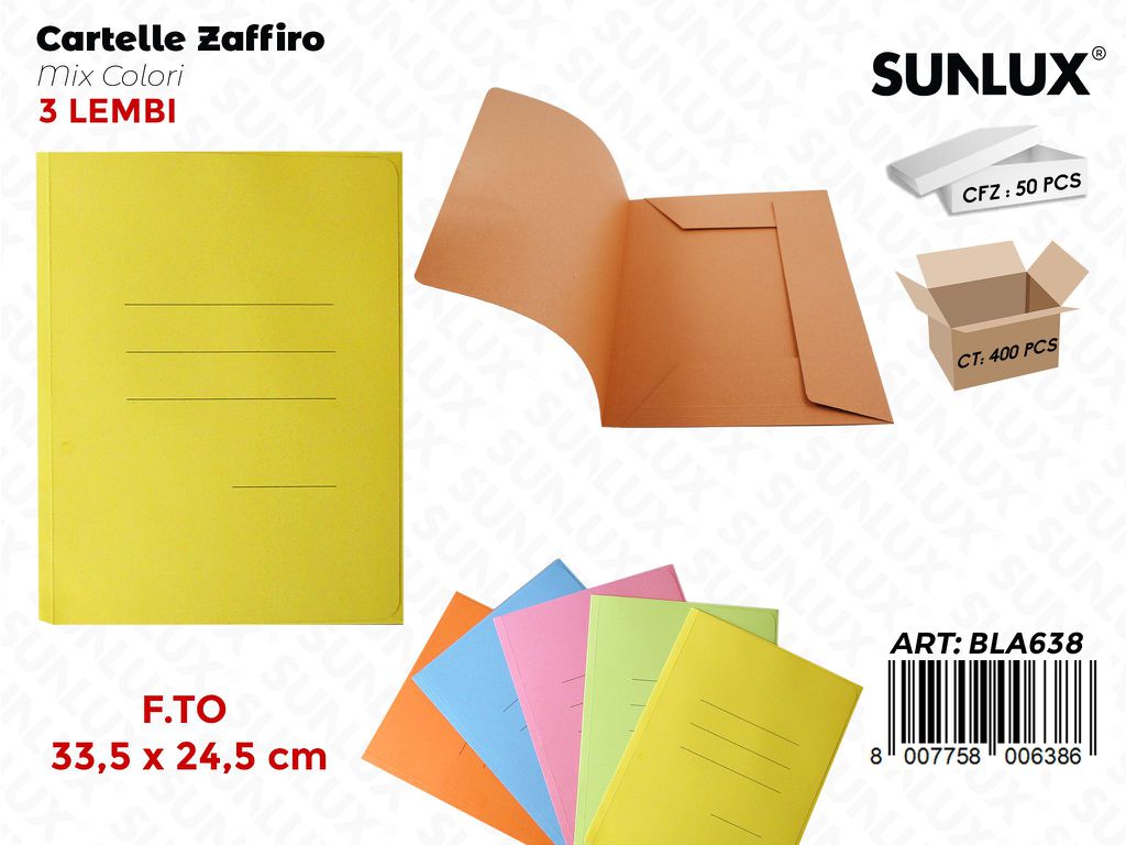 Cartelle Zaffiro 3L Colori Mix da 50