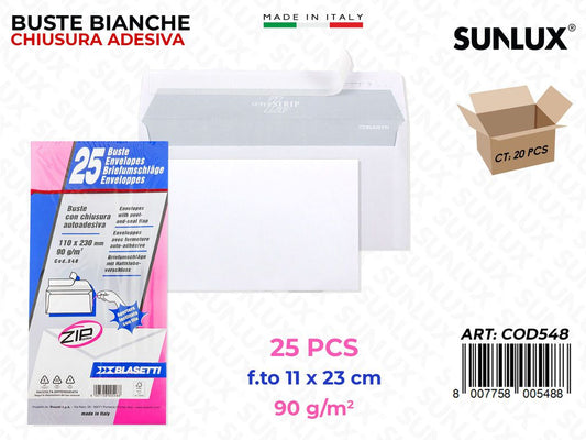 Buste Pack Bianco 25PCS 90GR 11*23CM