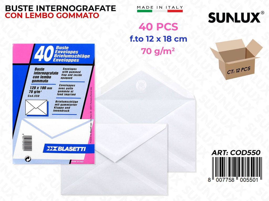 Buste Pack Bianco c/ Adv 40PCS 70GR 12*18CM