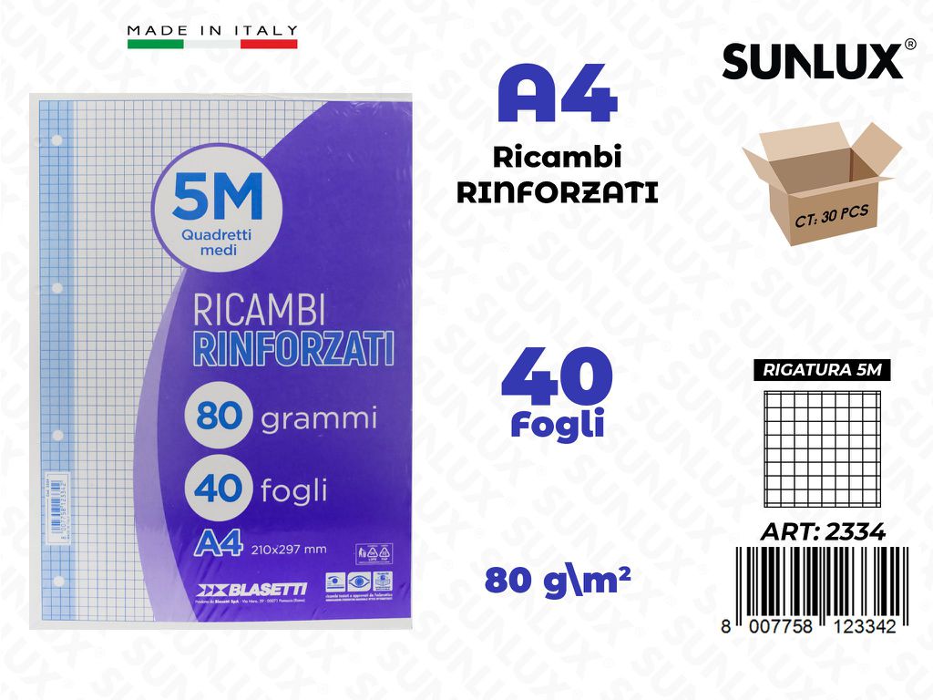 5M Bla. Ricambi Rinf. 40FF 80GR A4