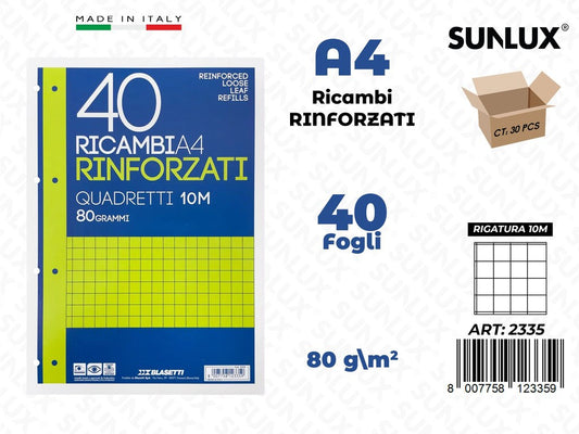 10M Bla. Ricambi Rinf. 40FF 80GR A4