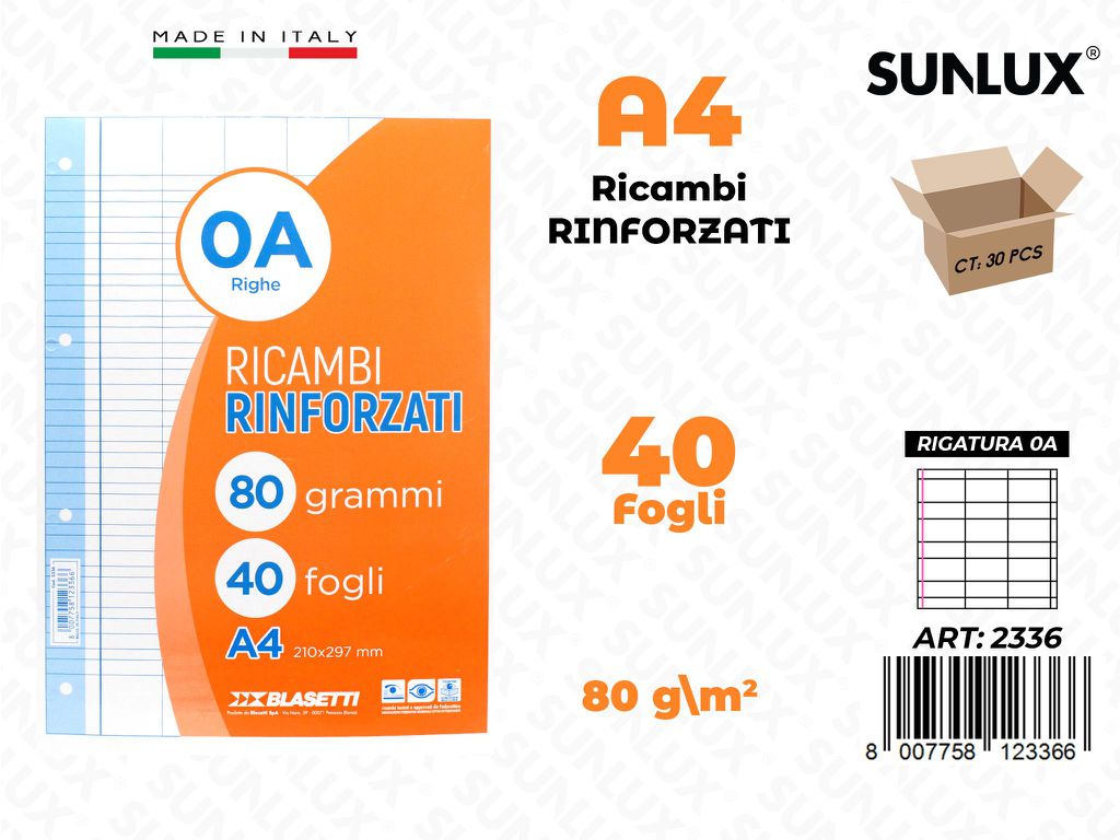 0A Bla. Ricambi Rinf. 40FF 80GR A4