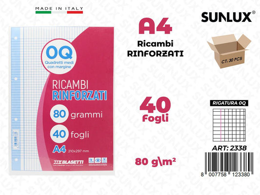 0Q Bla. Ricambi Rinf. 40FF 80GR A4