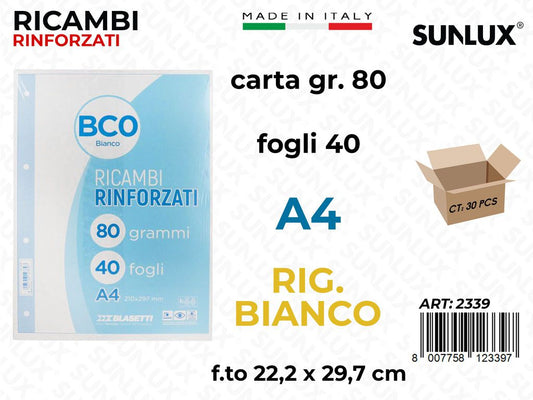 Bianco Bla. Ricambi Rinf. 40FF 80GR A4