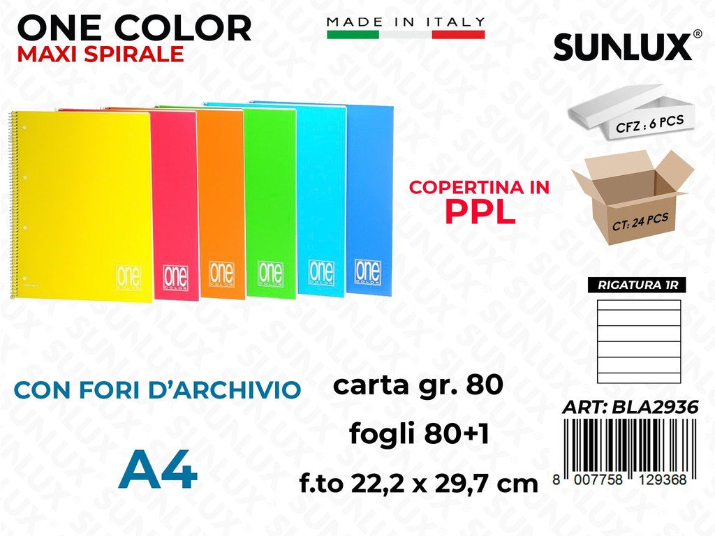 1R Bla Maxi One Color Spir. 80FF 80GR A4