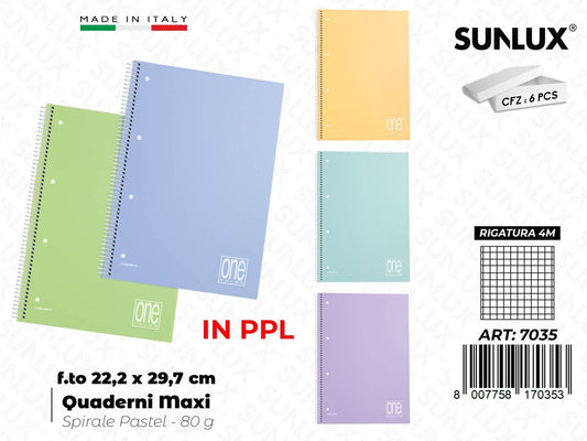 4M Maxi Quad. One Color Spirale Pastel 80GR