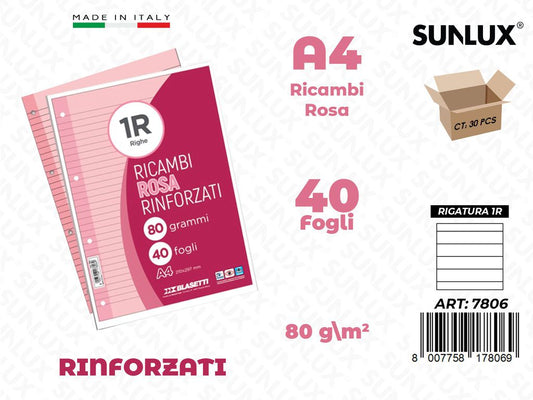 1R Bla. Ricambi Rinf. Rosa 40FF 80GR F.to A4