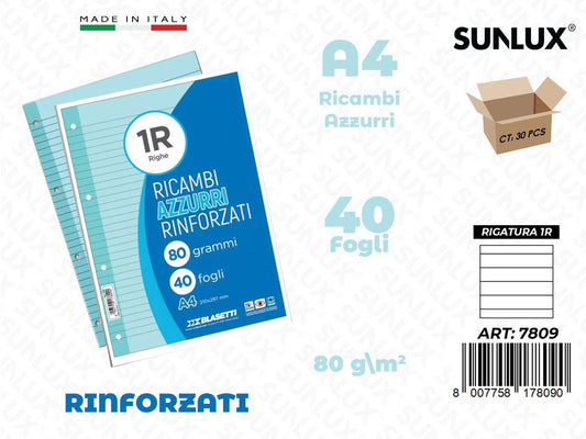 1R Bla. Ricambi Rinf. Azzurro 40FF 80GR F.to A4