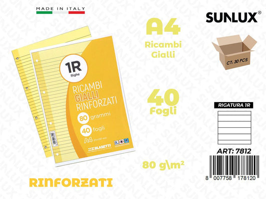 1R Bla. Ricambi Rinf. Giallo 40FF 80GR F.to A4