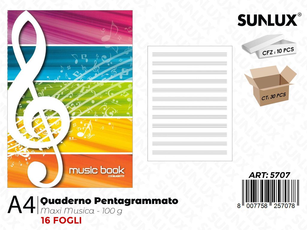 Maxi Quaderno Musica A4 100GR 16FF