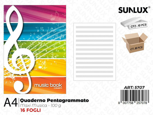 Maxi Quaderno Musica A4 100GR 16FF