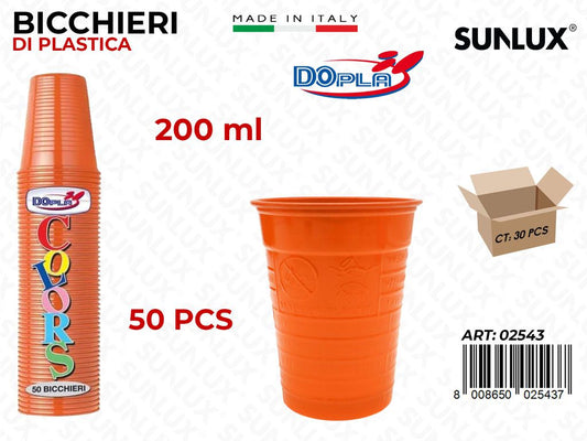 BICCHIERI PLAST. ARANCIONE 200ML 50PCS