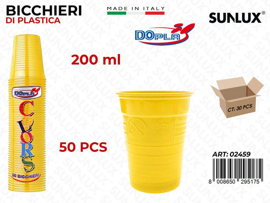 BICCHIERI PLAST. GIALLO 200ML 50PCS
