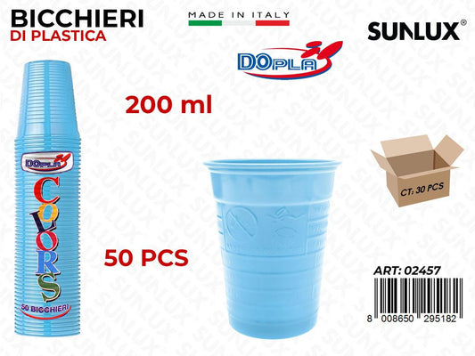 BICCHIERI PLAST. AZZURRO 200ML 50PCS /PZ