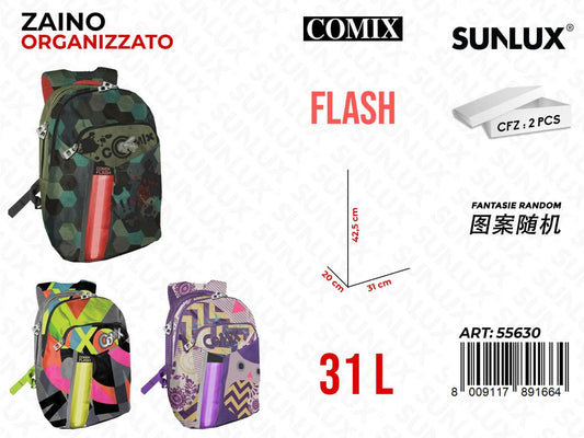 **ZAINO ORGANIZZATO CON BARRA LED ESTRAIBILE.