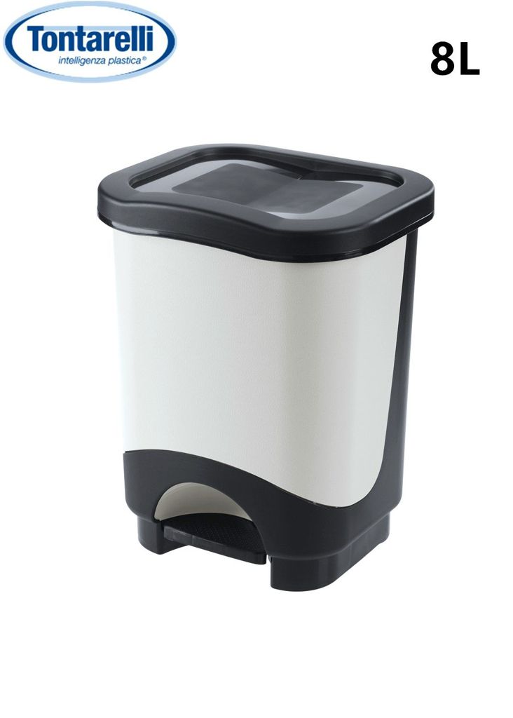 Pattumiera 8L Idea Nera+secchio Bianco