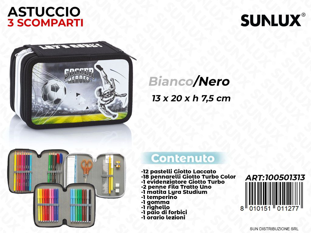 ASTUCCIO BIANCO NERO 3 ZIP C/ ACCES. 13*20*7CM