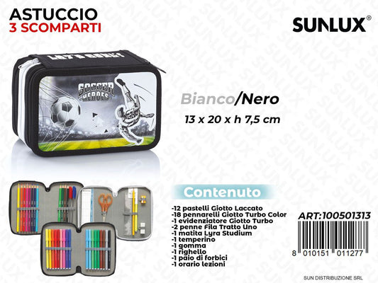 ASTUCCIO BIANCO NERO 3 ZIP C/ ACCES. 13*20*7CM