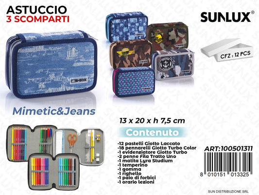 ASTUCCIO H-MIMETIC-JEANS 3 ZIP C/ ACCES. COL. ASS.