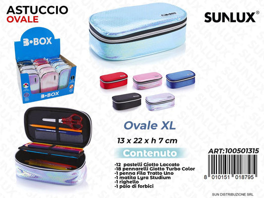 ASTUCCIO OVALE XL COL. ASS.  C/ ACCES. 13*22*7CM