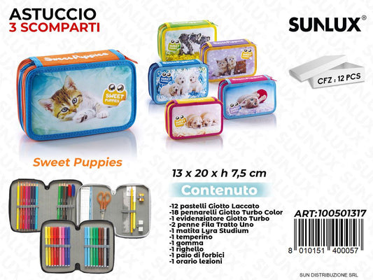ASTUCCIO SWEET PUPPIES 3 ZIP C/ ACCES. ASS.