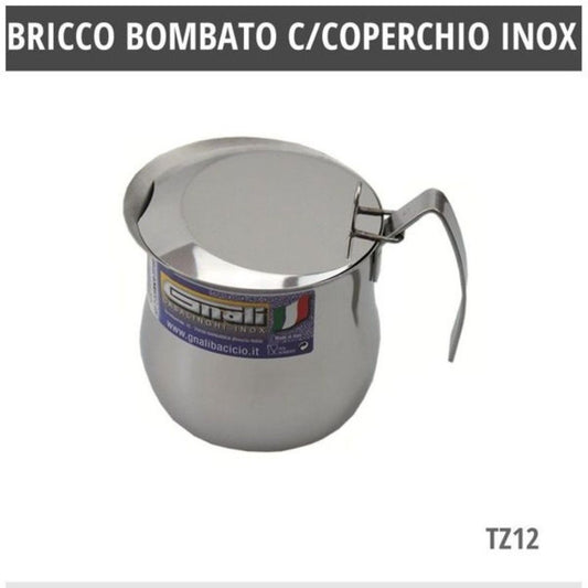 Bricco Bombato C/coperchiotz.12 Inox 18/10 Bbc12