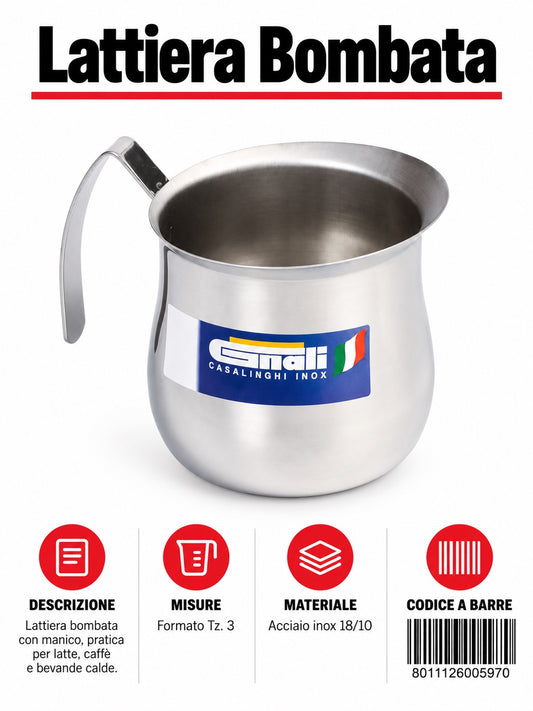 Lattiera Bombata Tz.3 Inox 18/10 Lb3