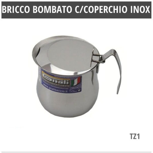Bricco Bombato C/coperchiotz.1 Inox 18/10 Bbc1