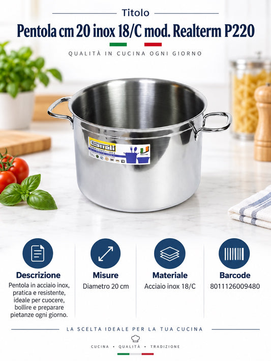Pentola Cm.20 Inox 18/Cmod. Realterm P220