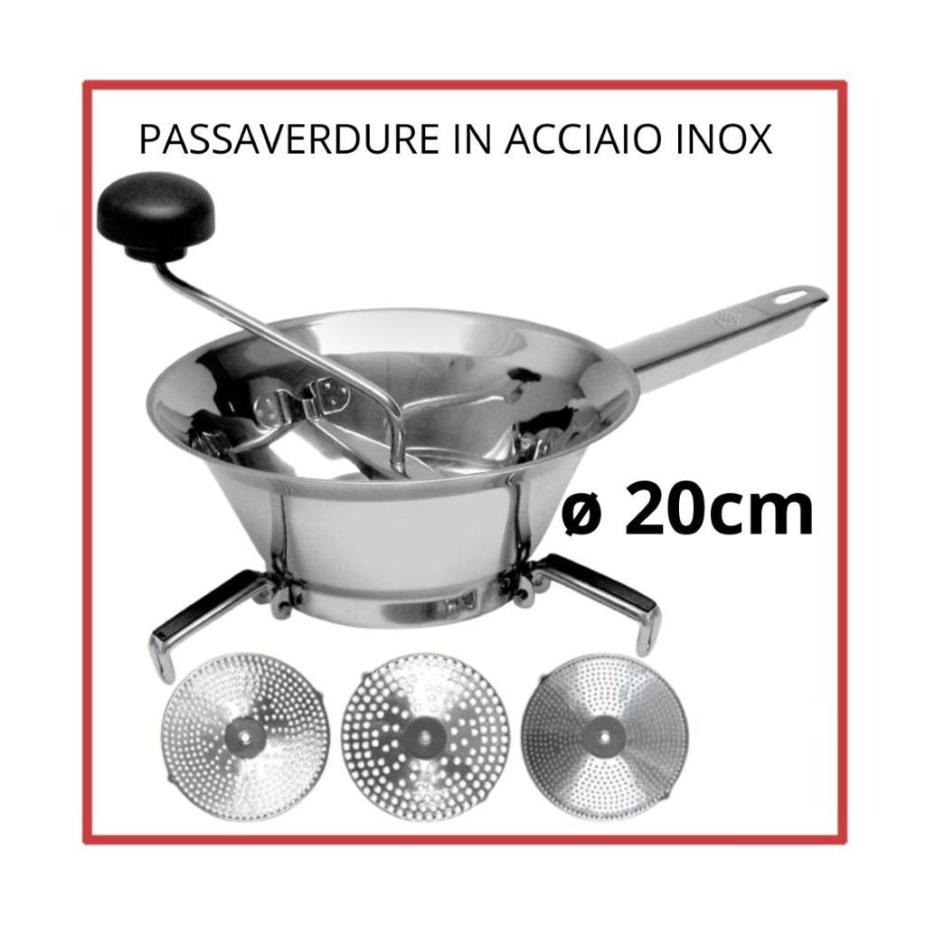 Passaverdure Cm.20 Inox 18/103 Dischi Intercambiabili Con Cartoncino Espositore