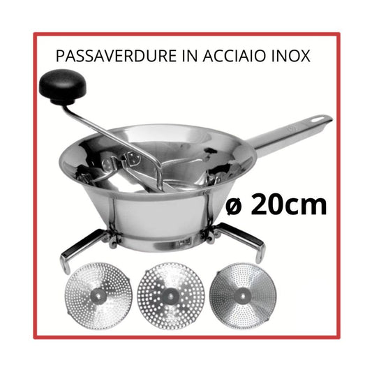 Passaverdure Cm.20 Inox 18/103 Dischi Intercambiabili Con Cartoncino Espositore