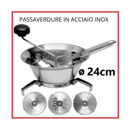 Passaverdure Cm.24 Inox 18/103 Dischi Intercambiabili Con Cartoncino Espositore