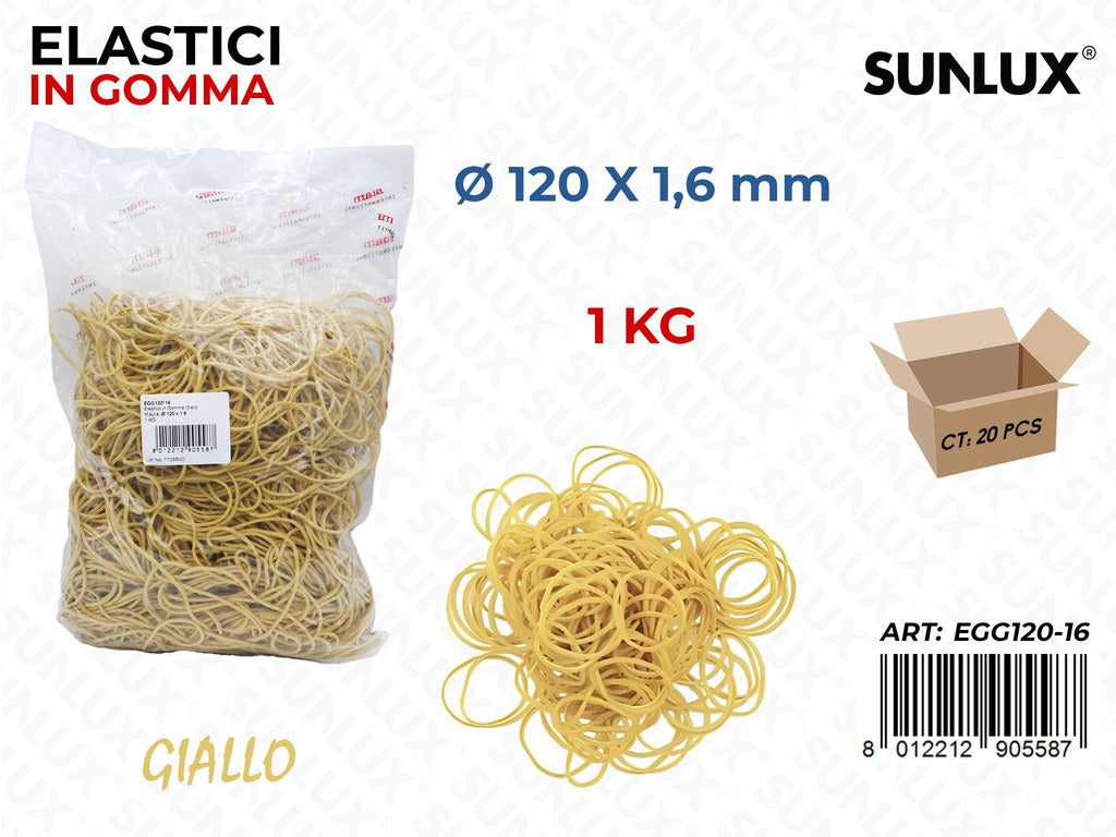 Elastici Gomma Gialla 120*1.6MM Sacc da 1 Kg