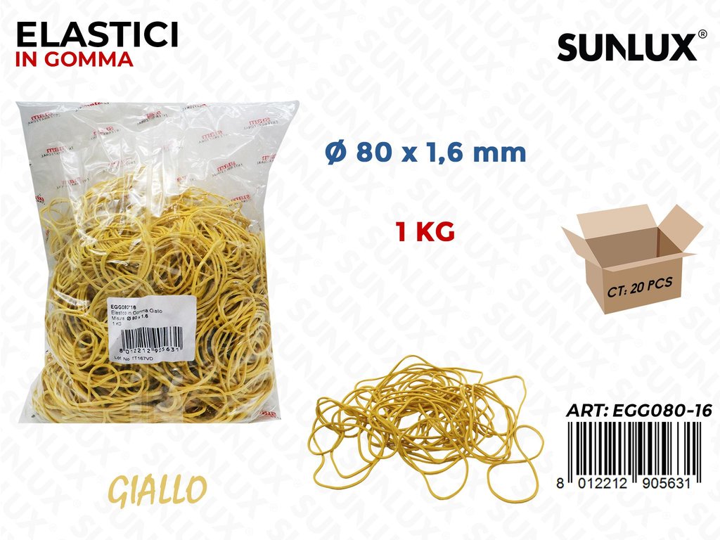 Elastici Gomma Gialla 80*1.6MM Sacc da 1 Kg