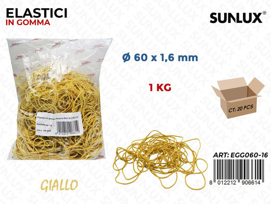 Elastici Gomma Gialla 60*1.6MM Sacc da 1 Kg
