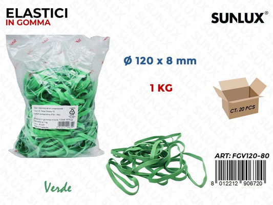 Fettuccia Gomma Verde 120*80MM Sacc da 1KG
