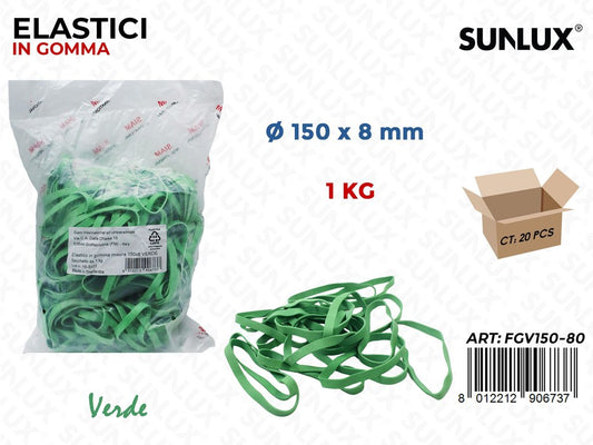Fettuccia Gomma Verde 150*80MM Sacc da 1KG