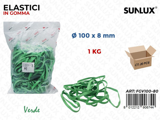 Fettuccia Gomma Verde 100*80MM Sacc da 1KG