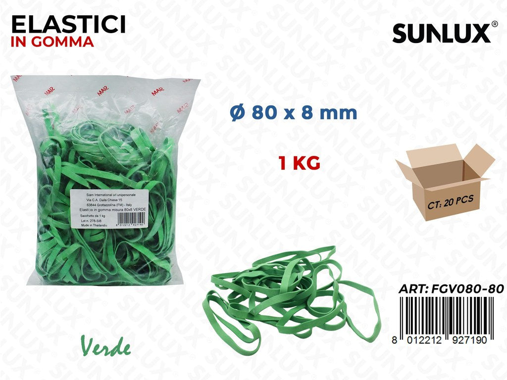 Fettuccia Gomma Verde 80*80MM Sacc da 1KG