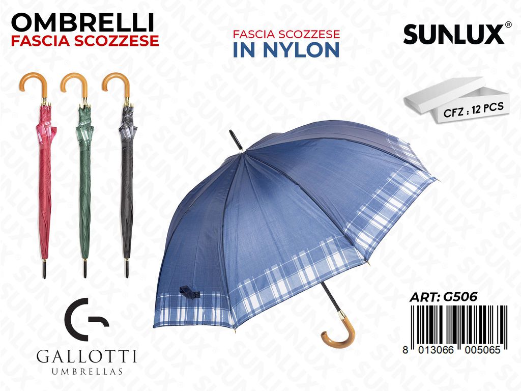 Ombrelli Maxi Nylon c/Fascia Scozzese Ass.