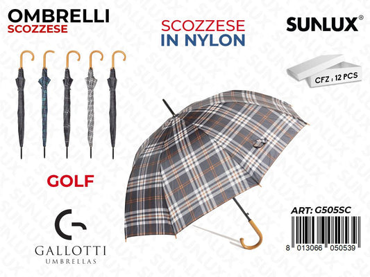 Ombrelli Maxi Golf Nylon Scozzese Ass.