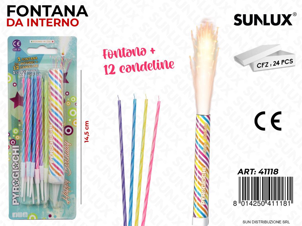 FONTANA DA INTERNO C/ 12 CANDELINE COL. 14.5CM