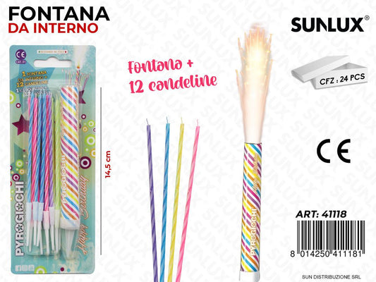 FONTANA DA INTERNO C/ 12 CANDELINE COL. 14.5CM