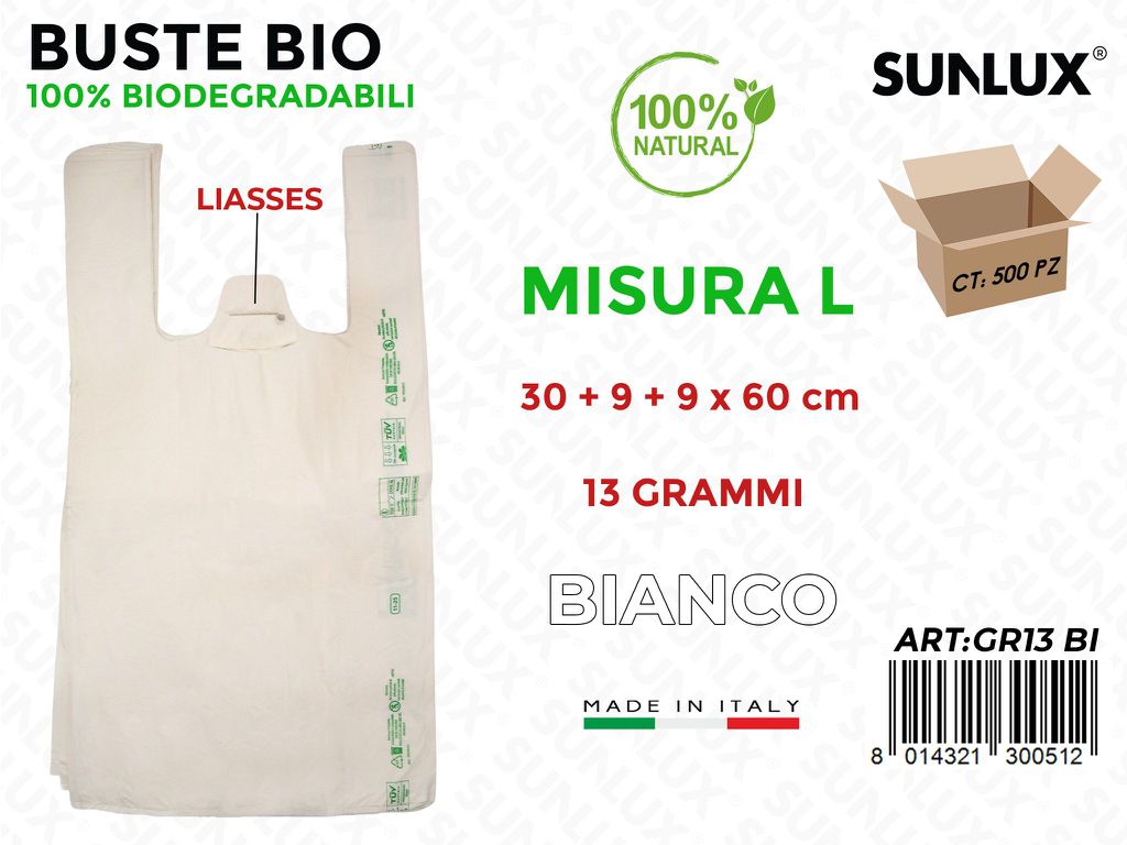 Buste Biodegr. Liasses 30*9*9*60CM Tg. L 500 Pcs/Pacco