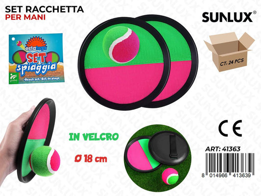 Set Tamburello da Spiaggia in Velcro D.18CM