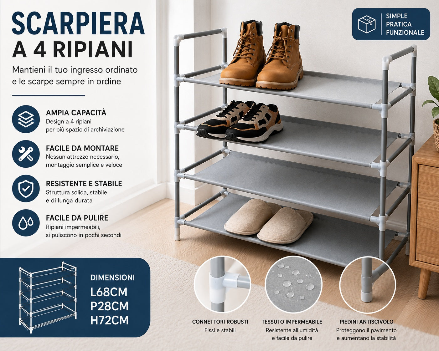 SCARPIERA 4 RIPIANI 12 POSTI